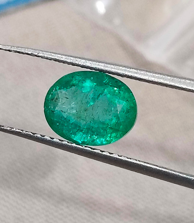 1.51ct Natural Zambian Emerald Vivid Medium Deep Green Oval Cut Loose Gemstone