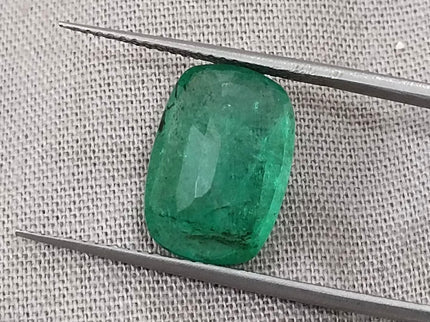 4.87ct Zambian Emerald, Deep Green Cushion Cut Loose Gemstone