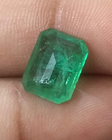 3.94ct GSI USA Certified Medium Green Zambian Emerald Minor Oiled Loose Gemstone