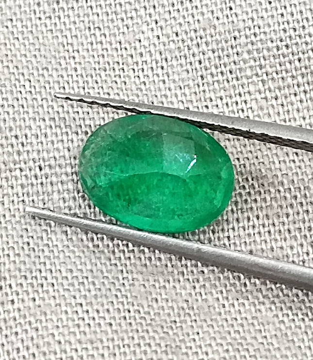 Zambian Emerald 1.38ct Deep Golden Green Oval Cut Loose Gemstone