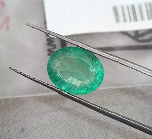 3.29ct Certified Natural Emerald Stone Zambian Medium Light Green Oval Cut Loose Gemstone