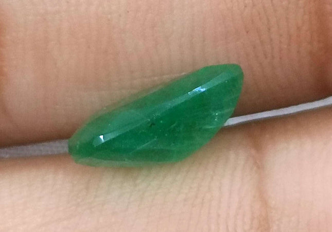 3.25ct GSI USA Certified Velvet Green Zambian Emerald Minor Oiled Loose Gemstone