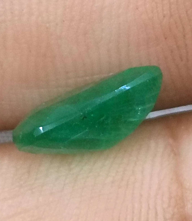 3.25ct Zambian Emerald, Certified Natural Velvet Green Pear Cut Loose Stone