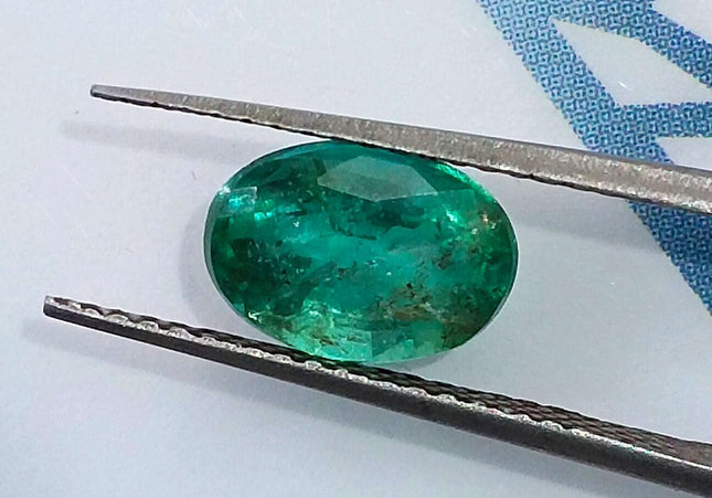 GSI Certified 1.34ct Deep Green Zambian Emerald Minor Oiled Loose Gemstone