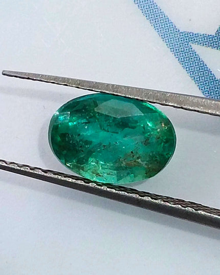 GSI Certified 1.34ct Deep Green Zambian Emerald Minor Oiled Loose Gemstone