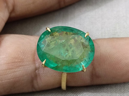 Natural Panjshir Emerald 13.36ct IGI Certified Medium Green Oval Cut Big Size Loose Stone
