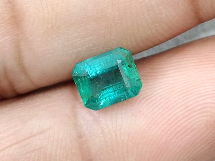 1.57ct Natural Emerald Medium Deep Green Zambian Octagon Cut Gemstone