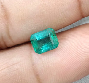 1.57ct Natural Emerald Medium Deep Green Zambian Octagon Cut Gemstone