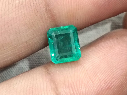 2.17ct Natural Emerald Medium Light Green Zambian Octagon Cut Stone