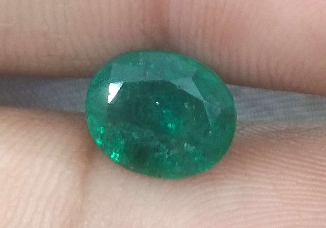 2.32ct GSI USA Certified Deep Green Zambian Emerald Minor Oiled Loose Gemstone