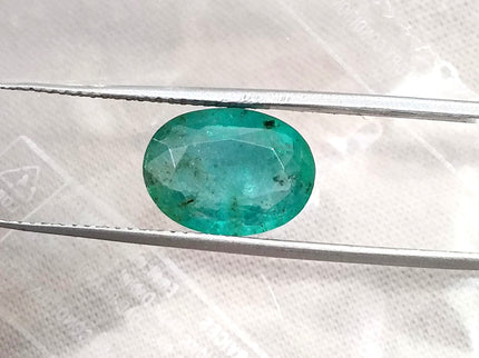 3.73ct  Emerald Natural Medium Bluish Green AGRL Certified Oval Cut Gemstone