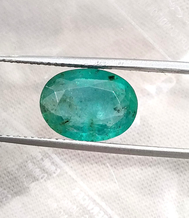 3.73ct  Emerald Natural Medium Bluish Green AGRL Certified Oval Cut Gemstone