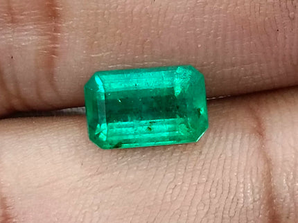 Zambian Emerald 2.63ct Neon Green Natural Certified Octagon Cut Stone