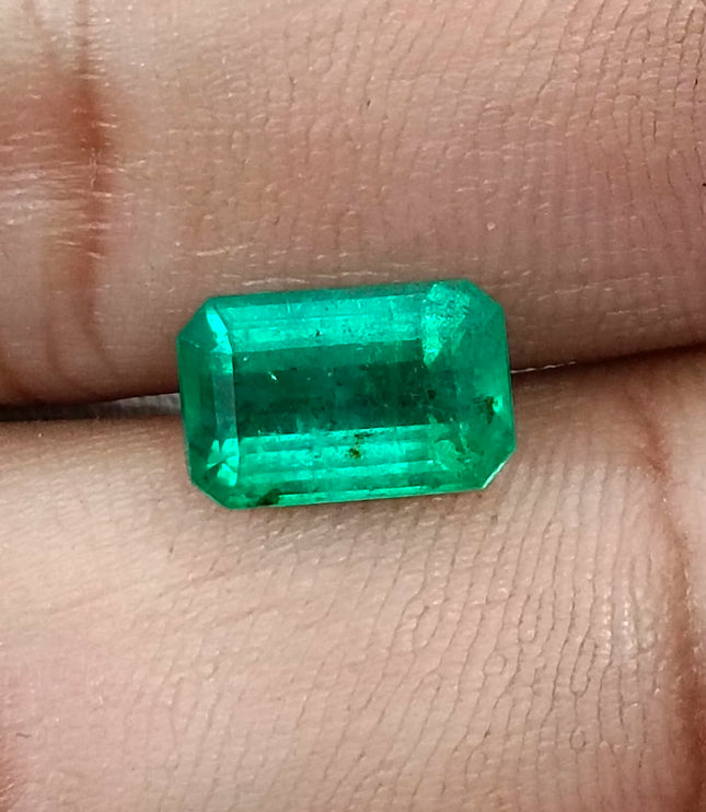 Zambian Emerald 2.63ct Neon Green Natural Certified Octagon Cut Stone