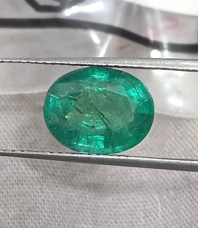 3.04ct Zambian Emerald, Forest Green Certified Natural Oval Cut Loose Gemstone