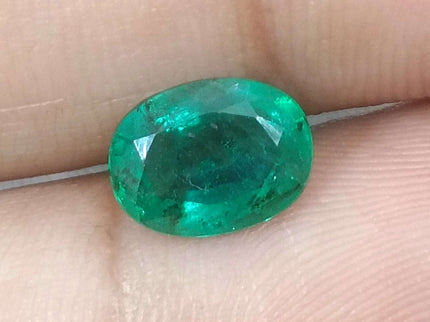 1.76ct Natural Emerald GSI Certified Deep Green Zambian Oval Cut Stone