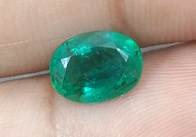 GSI USA Certified 1.76ct Deep Green Zambian Emerald Minor Oiled Loose Gemstone