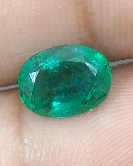 GSI USA Certified 1.76ct Deep Green Zambian Emerald Minor Oiled Loose Gemstone
