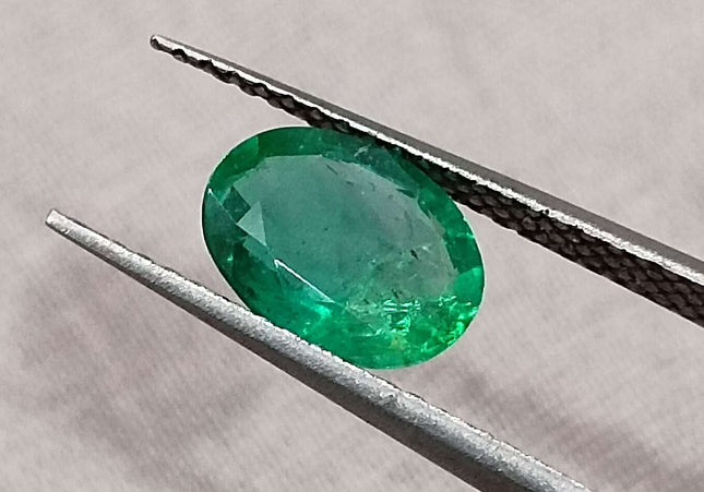 GSI Certified 1.02ct Vivid Green Zambian Emerald Minor Oiled Loose Gemstone