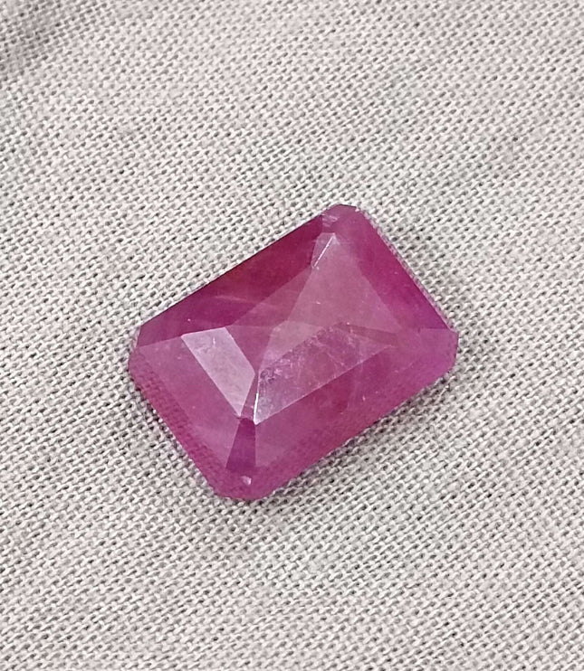 African Ruby 10.80ct Natural Certified Untreated Emerald Cut Loose Gemstone