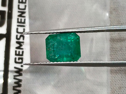 Zambian Emerald 1.97ct Certified Natural Medium Deep Green Octagon Cut Gemstone