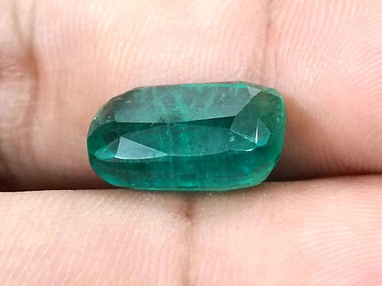Natural Emerald 9.75ct Zambian GSI Certified Medium Deep Green Cushion Cut Loose Gemstone