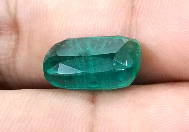 Big 9.75ct Zambian Emerald, Cushion cut Medium Deep Green Loose Gemstone.