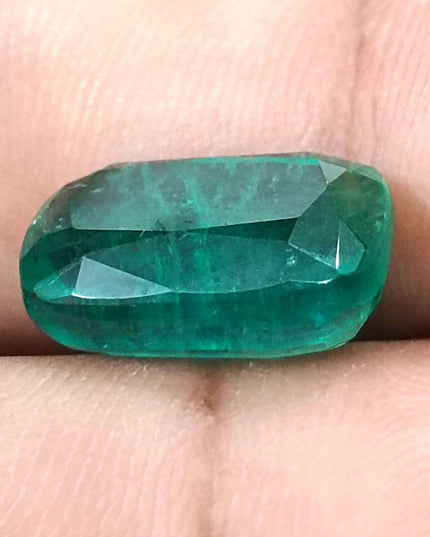 Big 9.75ct Zambian Emerald, Cushion cut Medium Deep Green Loose Gemstone.