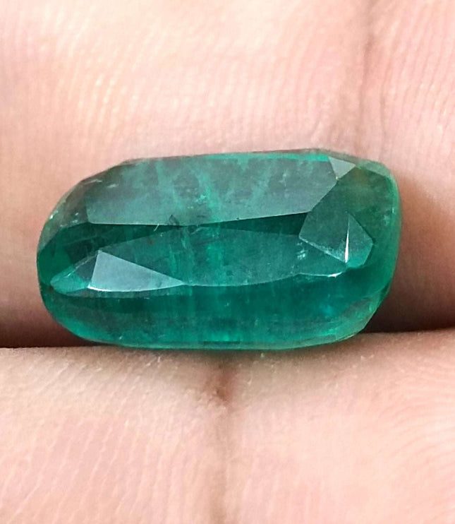Zambian Emerald 9.75ct Natural Medium Deep Green Cushion Cut Loose Gemstone