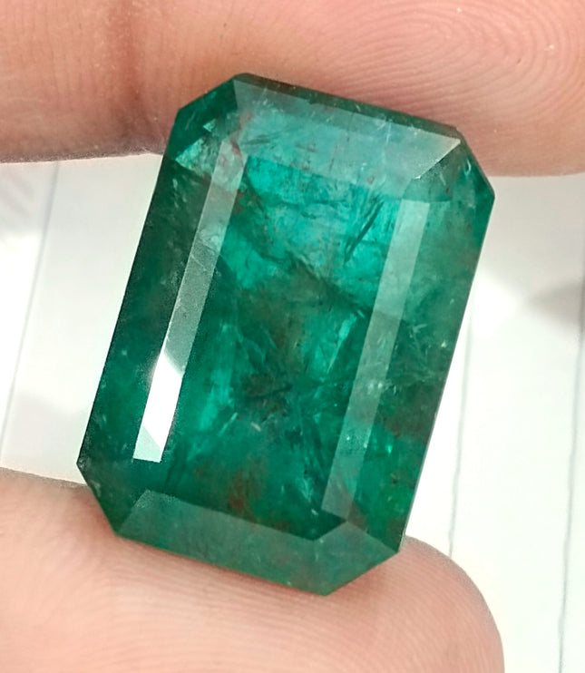 36.95ct Natural Emerald Deep Green Zambian Large Octagon Cut Loose Gemstone