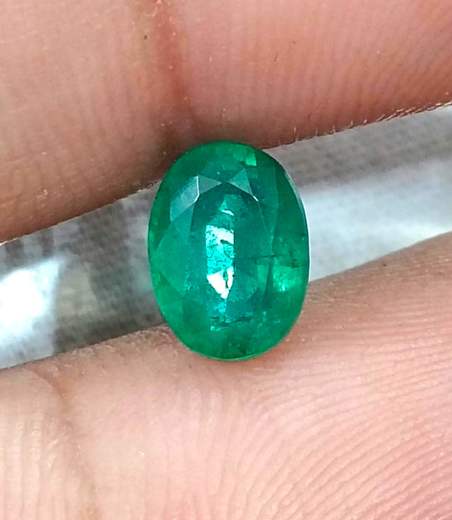 1.98ct Medium Vivid Green Natural Emerald Zambia Oval Cut Loose Gemstone