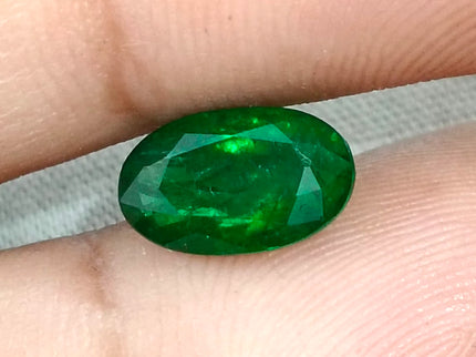 2.46ct Natural Emerald Top Vivid Deep Green Zambian Oval Cut GSI Certified Gemstone