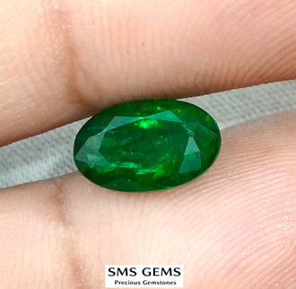 2.46ct Natural Emerald Top Vivid Deep Green Zambian Oval Cut GSI Certified Gemstone