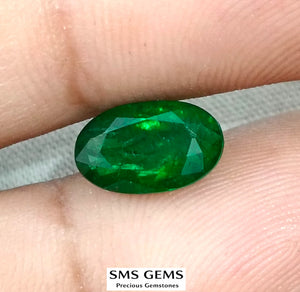 2.46ct Natural Emerald Top Vivid Deep Green Zambian Oval Cut GSI Certified Gemstone