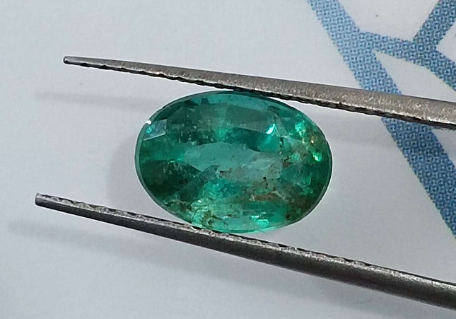 GSI Certified 1.34ct Deep Green Zambian Emerald Minor Oiled Loose Gemstone