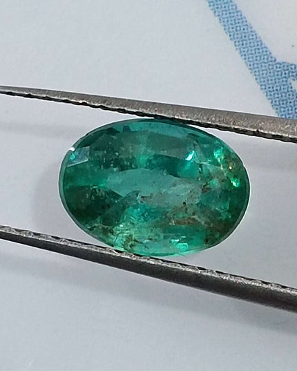 GSI Certified 1.34ct Deep Green Zambian Emerald Minor Oiled Loose Gemstone