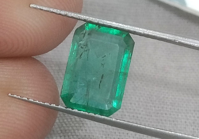 2.73ct GSI USA Certified Medium Deep Green Spring Green Zambian Emerald Minor Oiled Loose Gemstone