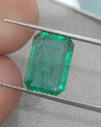 2.73ct GSI USA Certified Medium Deep Green Spring Green Zambian Emerald Minor Oiled Loose Gemstone