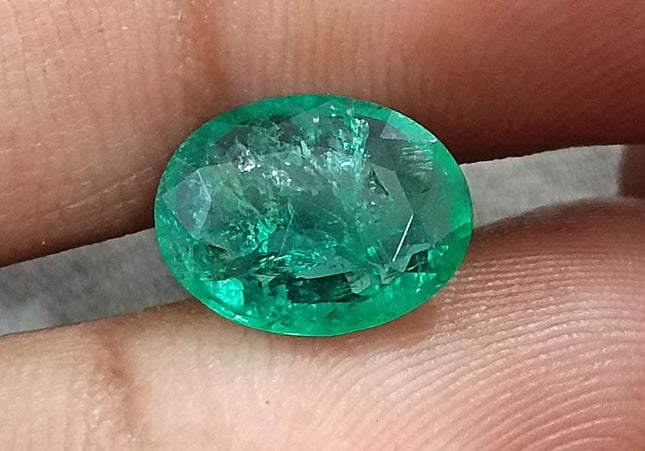 GSI Certified 2.40ct Zambian Emerald Earth Mined Loose Gemstone