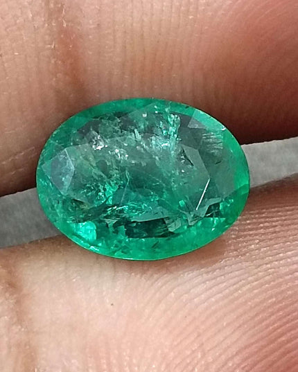 GSI Certified 2.40ct Zambian Emerald Earth Mined Loose Gemstone