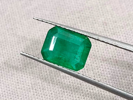 1.44ct Deep Green Zambian Emerald, Certified Natural Octagon Cut Loose Stone