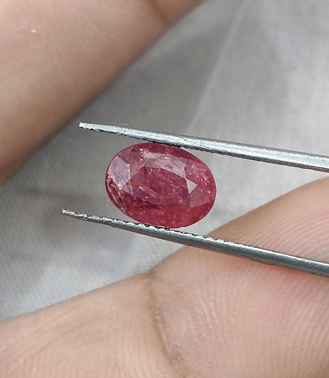 1.45ct Unheated Natural Ruby Mozambique Rasberry Red Oval Gemstone