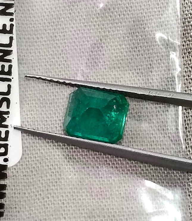 Zambian Emerald 1.97ct Certified Natural Medium Deep Green Octagon Cut Gemstone