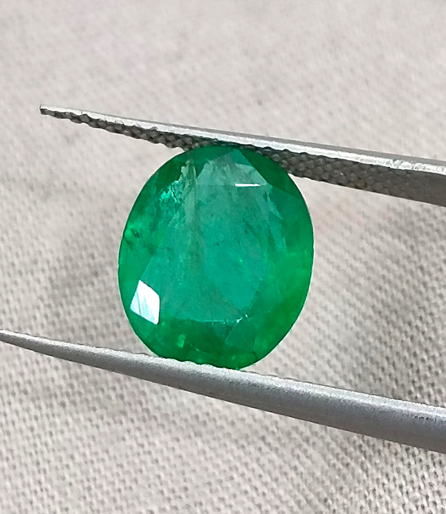 Zambian Emerald 2.68ct Vivid Green Certified Natural Oval Cut Loose Stone