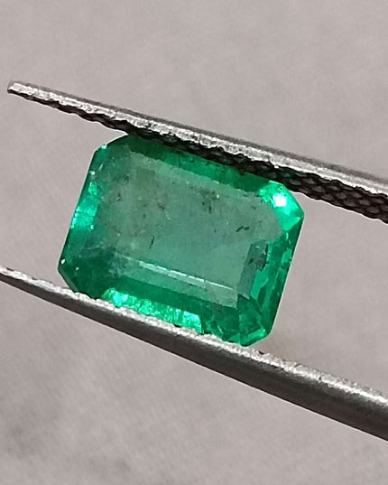 GSI Certified 1.31ct Parrot Green Natural Zambian Emerald Minor Oiled Loose Gemstone