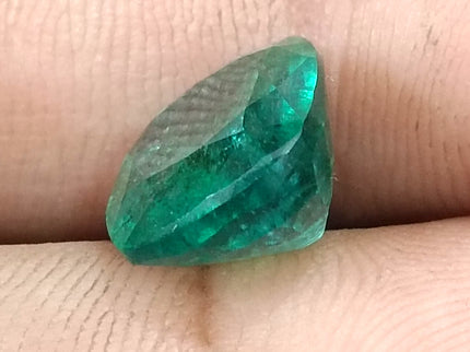 5.39ct Natural Emerald GSI Certified Deep Green Zambian Cushion Cut loose Gemstone