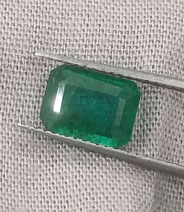 Certified 1.51ct Natural Zambian Emerald, Deep Green.