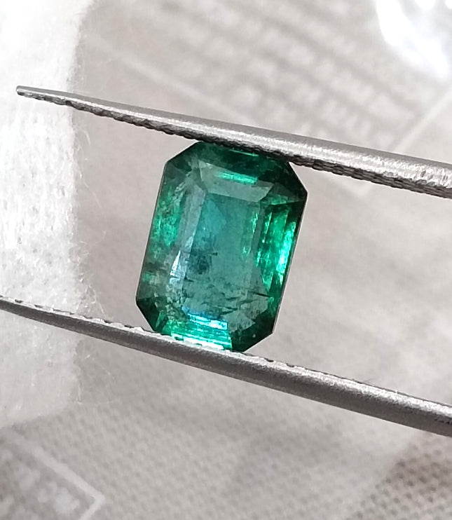 1.58ct Natural Emerald Deep Green Zambian Octagon Cut Loose Gemstone