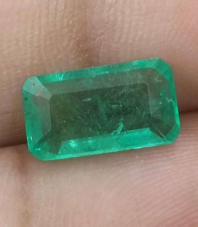 Zambian Emerald 2.74ct Certified Natural Medium Light Green Octagon Cut Loose Stone