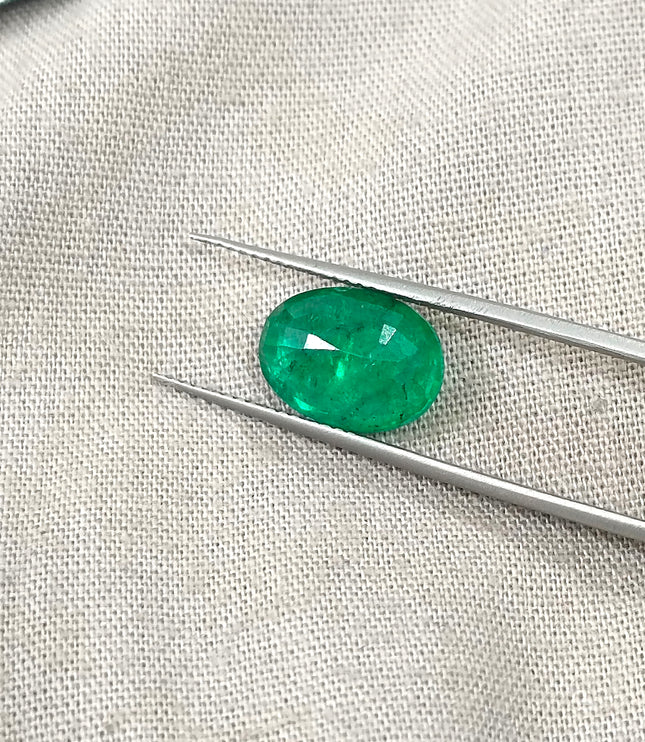3.02ct Zambian Emerald, Alpine Green Oval Cut Certified Natural Loose Gemstone